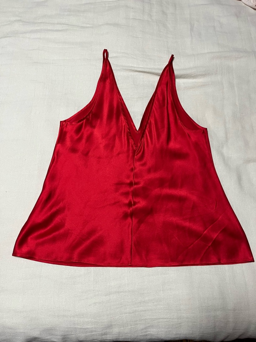 NWOT 100% Silk J. Crew Carrie V-neck Camisole Tank Top Red Going Out Medium - Picture 3 of 10